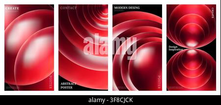 Red abstract swirling poster design with gradient background Stock Vector