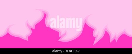 Seamless pink flame background with emo hearts and doodle effects Stock Vector