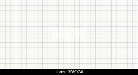 Square Grid Notebook Paper Background with Light Blue Lines and Red Margin on Warm White Surface, Clean Graph Sheet Pattern for School, Mathematics Stock Vector