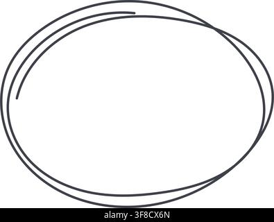 Hand Drawn Oval Scribble Frame with Double Outline Isolated on White Background, Minimal Doodle Circle Border for Text, Quote, Highlight, Label Stock Vector