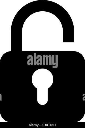 Open Padlock Icon with Keyhole, Simple Unlock Symbol for Security, Access, Privacy, Authentication, Password, Login, Data Protection, Authorization Stock Vector