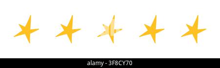 Yellow simple color elements. Five star rating set of elements. Stock Vector