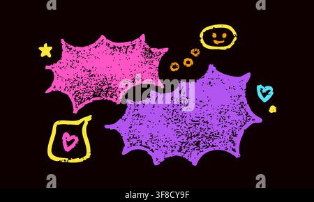 Purple and magenta crayon speech bubbles. Stock Vector