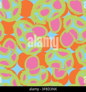 Bright Mushrooms Abstract Brushstroke seamless pattern design for fashion and home textiles, graphics and backgrounds Stock Vector