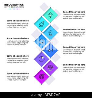 Infographic template with icons and 8 options or steps. Squares. Can be used for workflow layout, diagram, banner, webdesign. Vector illustration Stock Vector