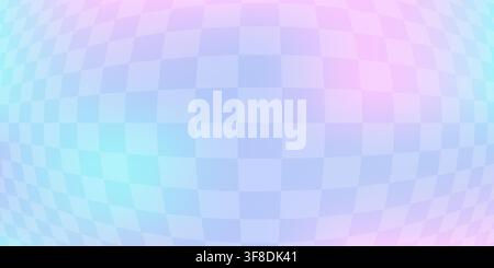Y2K gradient background with holographic grid pattern. Cute cyber checkered aesthetic texture. Retro 90s geometric vector design. Pastel pink and blue Stock Vector