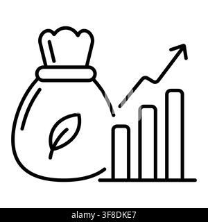 Eco Friendly Money Bag with Leaf and Growing Bar Chart Representing Sustainable Business Growth and Green Investment Stock Vector