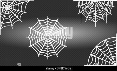 Elegant spider web patterns on dark gradient background Stock Vector