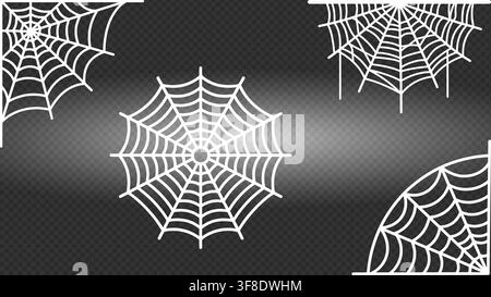 Elegant spider web patterns on dark gradient background Stock Vector