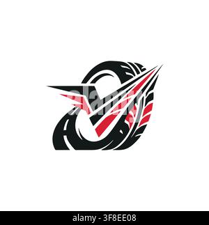 Professional modern auto tire road track checkmark automotive logo vector Stock Vector