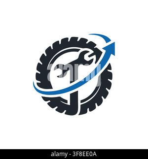 Professional modern tire wrench letter T mobile mechanic logo design Stock Vector