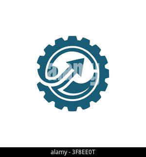 Professional modern gear arrow growth mechanical engineering service logo vector Stock Vector