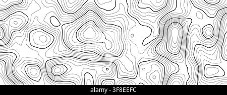 Map mountain topography with line contour background and pattern topographic vector. Texture abstract cartography with ocean trail wood and land sea t Stock Vector