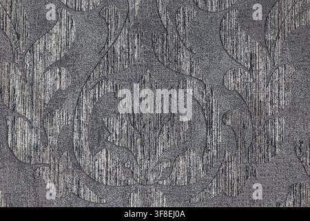 Vintage dark grey tapestry fabric with floral damask pattern Stock Photo