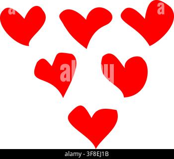 Red Heart Vector Set for Valentine Cards, Wedding Invitations, Stickers and Merchandise Stock Vector
