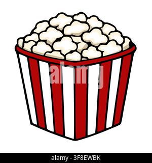 Popcorn in red and white striped bucket vector illustration Stock Vector