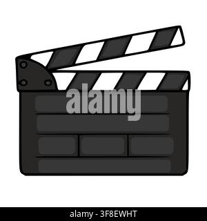 Isolated vector cinema clapperboard illustration with a hand-drawn cartoon style Stock Vector