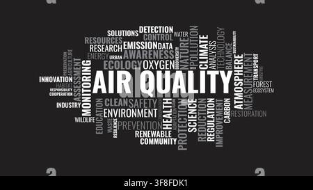 Air Quality Word Cloud Concept Vector Illustration with Ecology and Environmental Terms Stock Vector