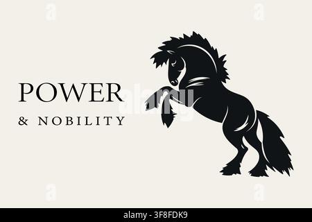 Rearing draft horse with elegant typography Stock Vector