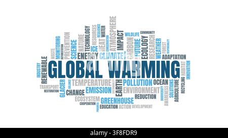 Global warming word cloud vector typography design on white background Stock Vector