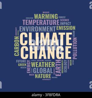 Climate Change and Global Warming Typographic Word Cloud Design Stock Vector
