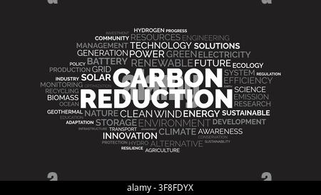 Carbon Reduction Word Cloud Concept for Climate Change and Renewable Energy Solutions Stock Vector