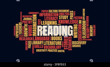 Reading and Education Concept Word Cloud Typography Graphic Stock Vector