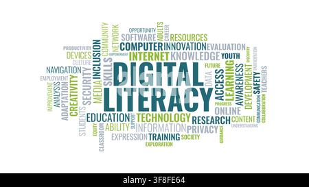 Digital Literacy Word Cloud Concept Vector Illustration Stock Vector
