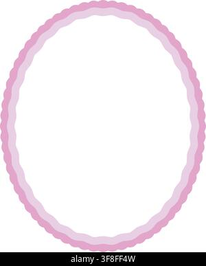 Soft Pastel Pink and Lavender Oval Decorative Frame with Wavy Border Stock Vector