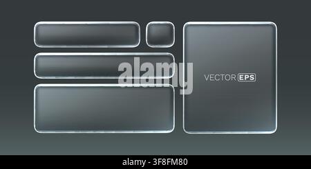 Modern frosted glass elements set on dark background, perfect for UI design or text presentation. Vector illustration Stock Vector
