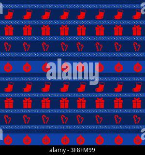 Seamless Christmas Pattern with Socks Gifts and Candy Canes Stock Vector