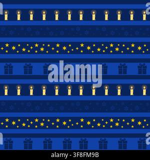 Seamless Christmas Pattern with Stars Candles and Gifts Stock Vector