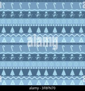 Seamless Christmas Pattern with Snowmen Candy Canes and Snowflakes Stock Vector