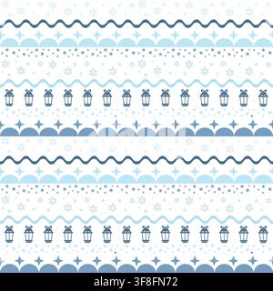 Seamless Christmas Pattern with Gifts Snowflakes and Stars Stock Vector
