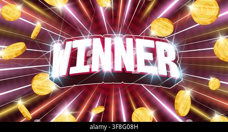 Golden jackpot winner text effect with 3D casino typography and shiny bulbs. Editable font template for gambling posters, winner banners, and luxury jackpot designs. Stock Vector