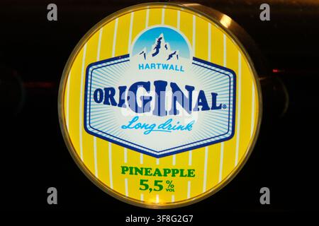 Stockholm, Sweden-Nov.28th 2025: Close-up Hartwall Original Long Drink brand logo Stock Photo