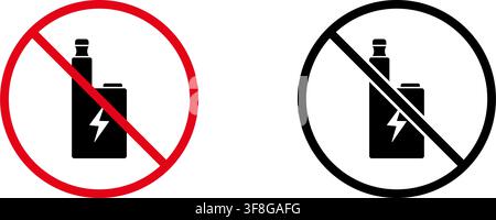 No Vaping Device Prohibition Sign Icon Set. Forbidden E-Cigarette Warning And Restriction Symbol Collection. Stop And Ban Notice. Isolated Vector Stock Vector