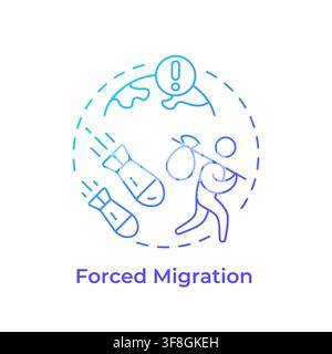 Forced migration blue gradient concept icon Stock Vector