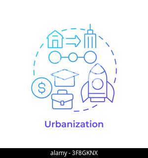 Urbanization blue gradient concept icon Stock Vector