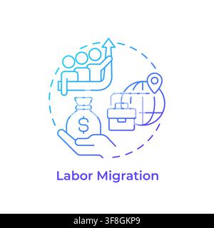 Labor migration blue gradient concept icon Stock Vector