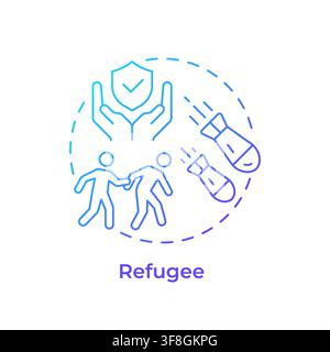 Refugee blue gradient concept icon Stock Vector