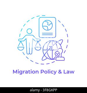 Migration policy and law blue gradient concept icon Stock Vector