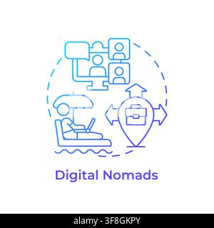 Digital nomads blue gradient concept icon Stock Vector