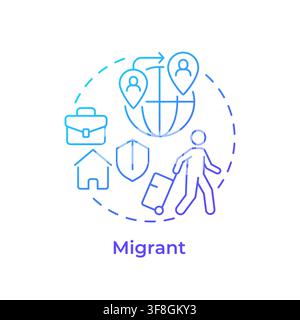 Migrant blue gradient concept icon Stock Vector