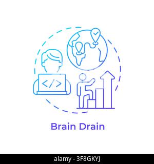 Brain drain blue gradient concept icon Stock Vector
