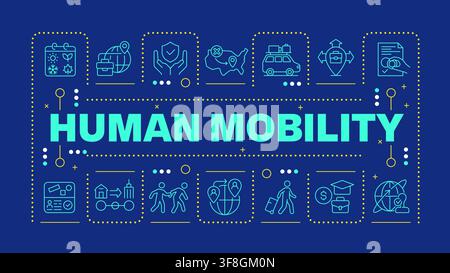 Human mobility blue word concept Stock Vector