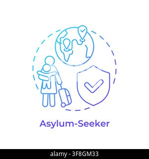 Asylum seeker blue gradient concept icon Stock Vector