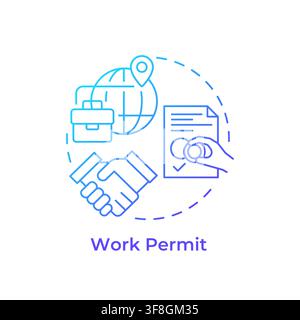 Work permit blue gradient concept icon Stock Vector