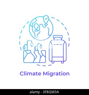 Climate migration blue gradient concept icon Stock Vector