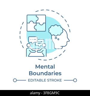 Mental boundaries soft blue concept icon Stock Vector